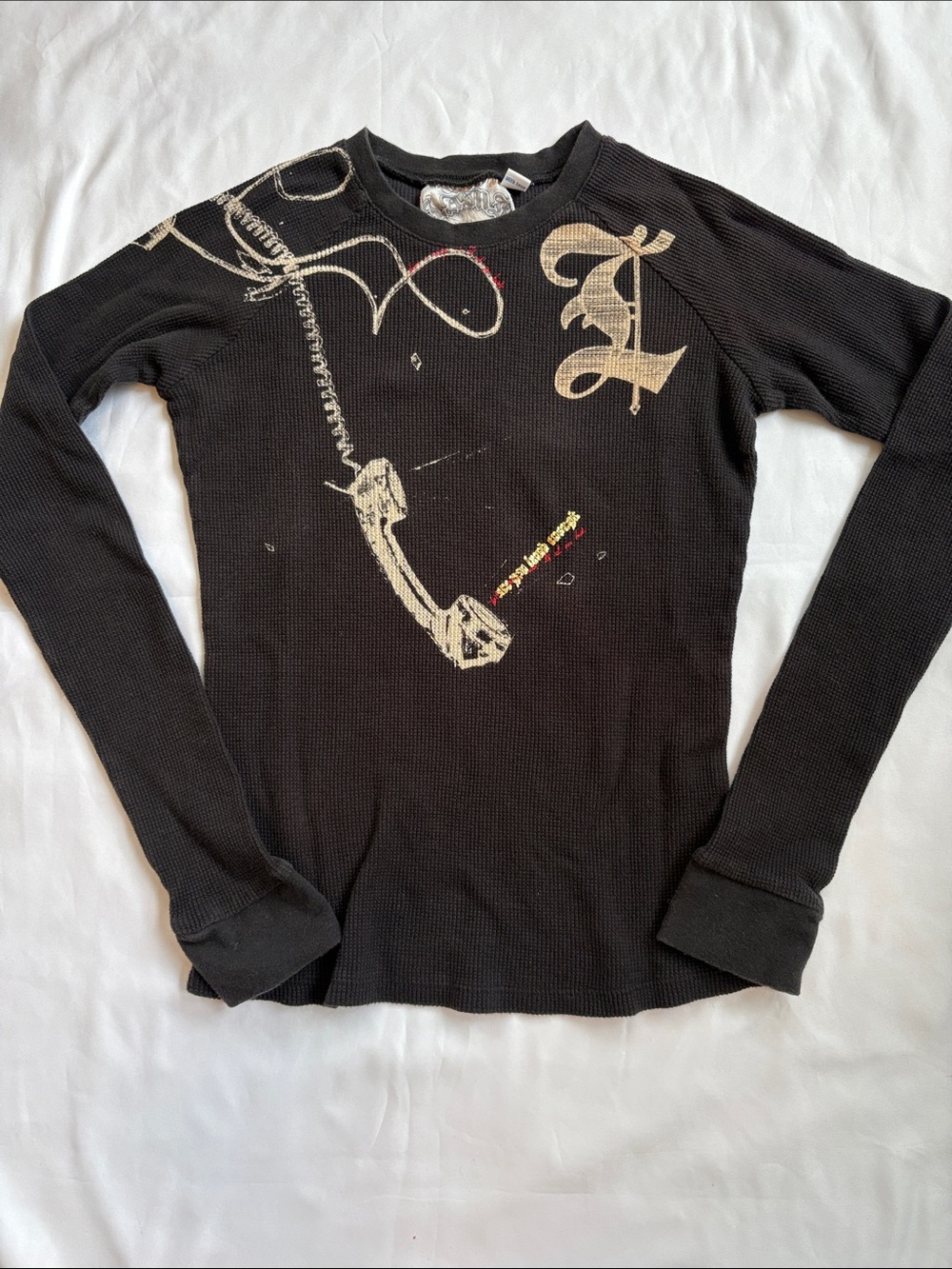 L.A.M.B. Black Graphic Thermal Long-Sleeve Shirt